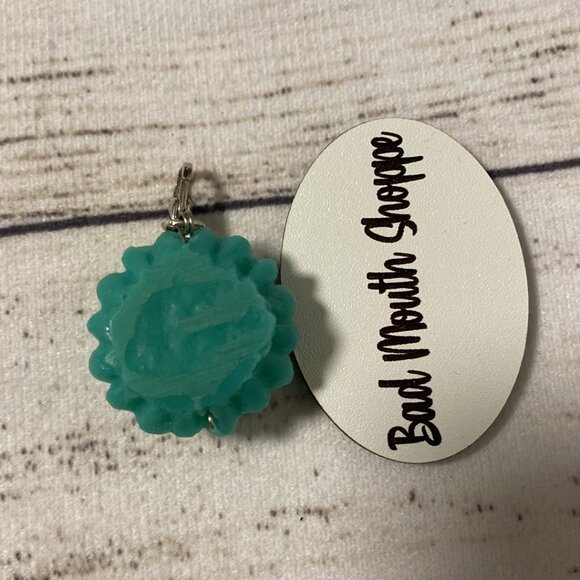 Anthropologie The Collector's Charm Floral Flower Turquoise Resin Dahlia - Picture 2 of 2
